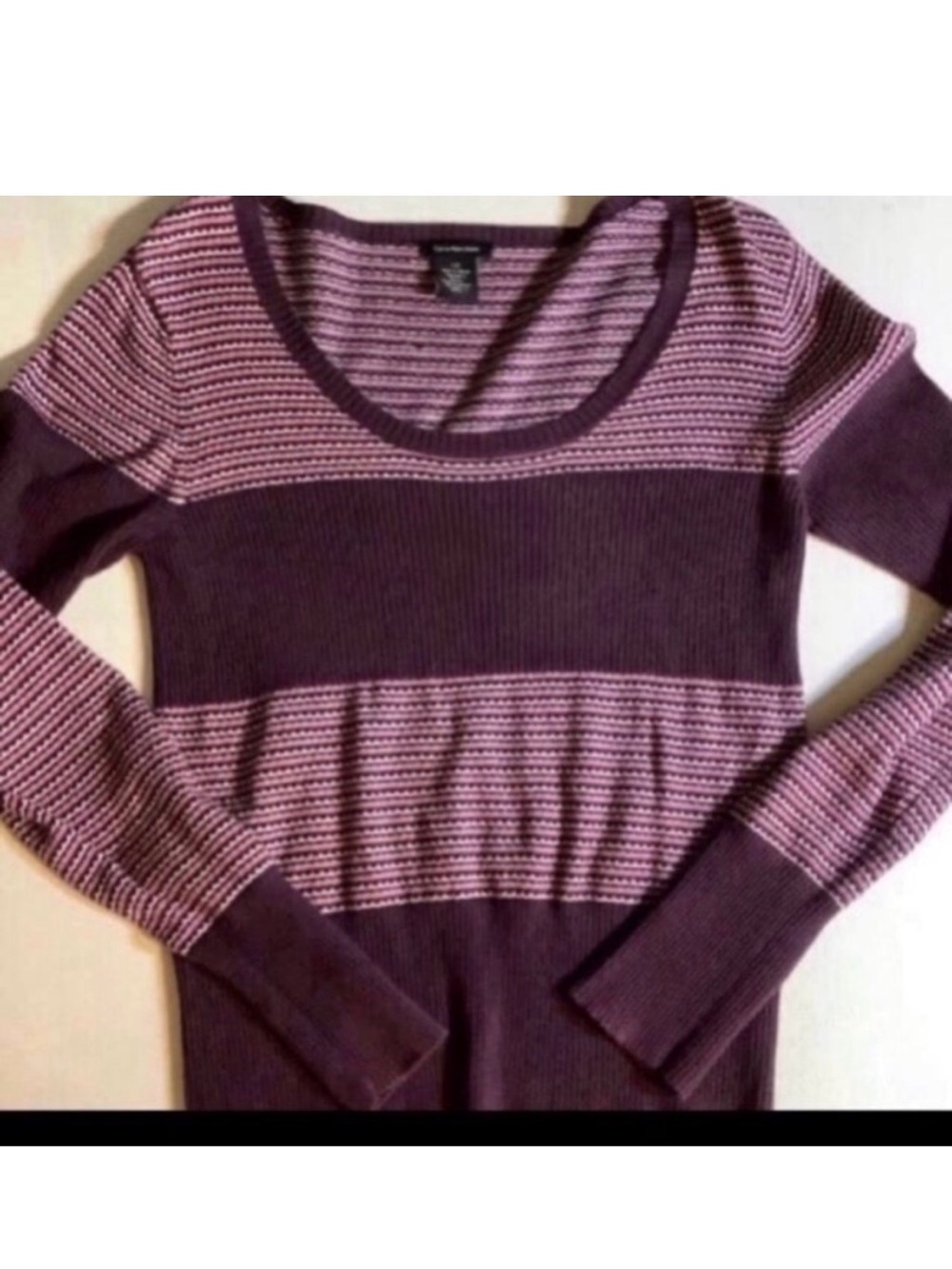 Vtg y2k Calvin Klein Striped Scoop Neck Sweater in Plum and Lavender
